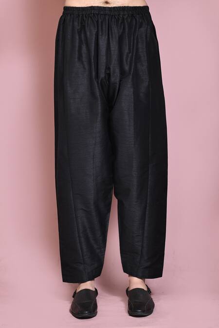 Arihant Rai Sinha_Black Silk Beads Neckline Embroidered Neck Kurta Set _Online_at_Aza_Fashions