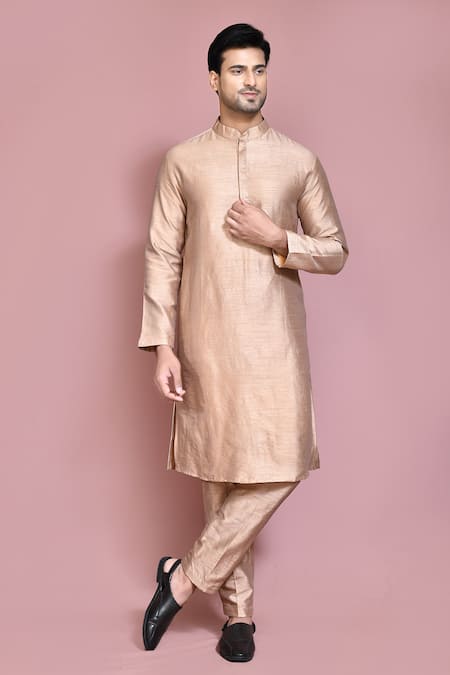 Aryavir Malhotra Stand Collar Solid Kurta With Pant 