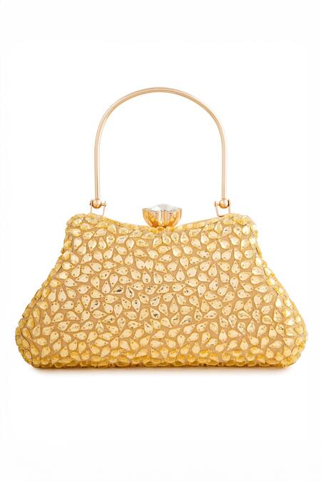 Buy_A Clutch Story_Gold Rhinestones Topaz Embellished Clutch Bag _Online_at_Aza_Fashions