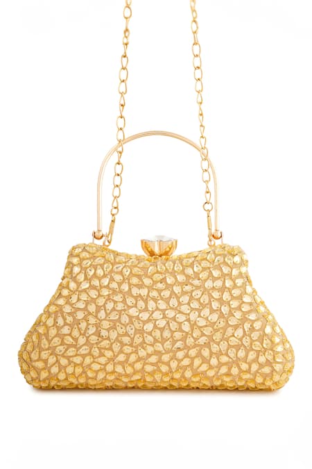 Shop_A Clutch Story_Gold Rhinestones Topaz Embellished Clutch Bag _Online_at_Aza_Fashions