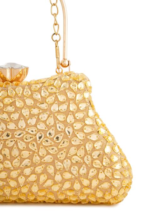 Shop_A Clutch Story_Gold Rhinestones Topaz Embellished Clutch Bag 
