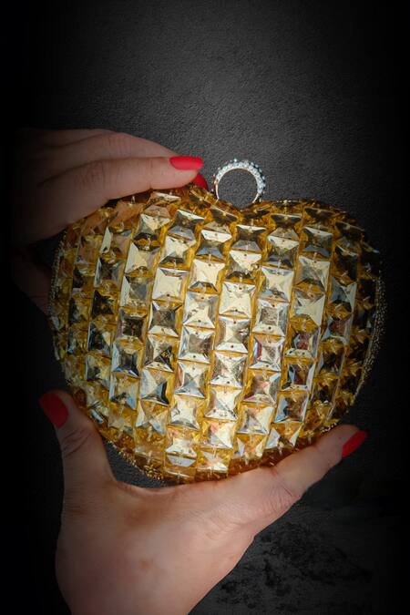 A Clutch Story Gold Rhinestones Cupid Citrine Embellished Clutch Online at Aza Fashions A Clutch Story_Gold Rhinestones Cupid Citrine Embellished Clutch _Online_at_Aza_Fashions