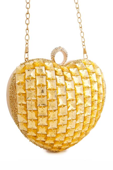 A Clutch Story Gold Rhinestones Cupid Citrine Embellished Clutch at Aza Fashions A Clutch Story_Gold Rhinestones Cupid Citrine Embellished Clutch _at_Aza_Fashions