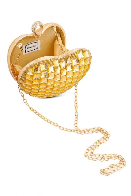Buy A Clutch Story Gold Rhinestones Cupid Citrine Embellished Clutch Buy_A Clutch Story_Gold Rhinestones Cupid Citrine Embellished Clutch