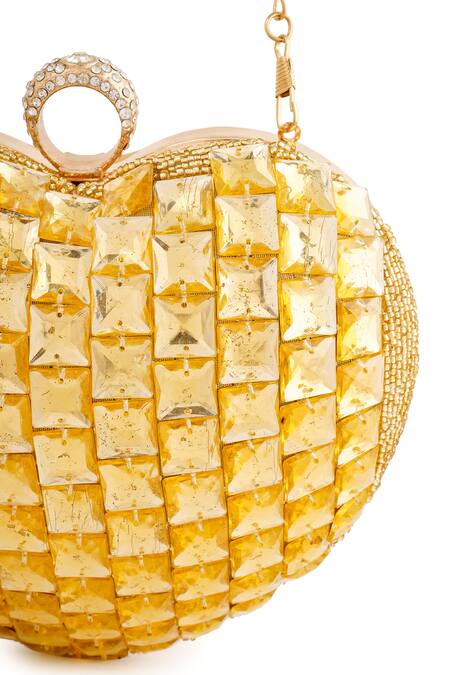 Shop A Clutch Story Gold Rhinestones Cupid Citrine Embellished Clutch Shop_A Clutch Story_Gold Rhinestones Cupid Citrine Embellished Clutch