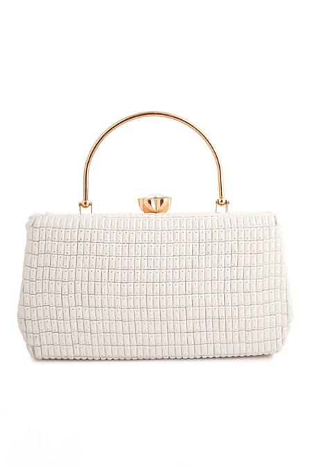 Buy A Clutch Story White Rhinestones Opal Obsession Embellished Clutch Online at Aza Fashions Buy_A Clutch Story_White Rhinestones Opal Obsession Embellished Clutch_Online_at_Aza_Fashions