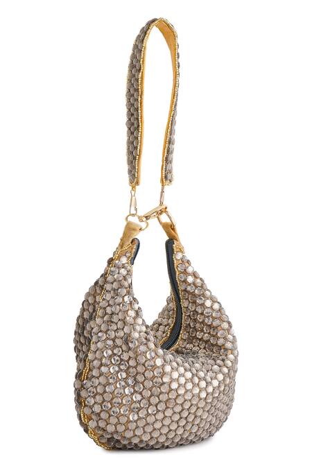 Buy_A Clutch Story_Brown Rhinestones Smoky Quartz Embellished Bag _Online_at_Aza_Fashions