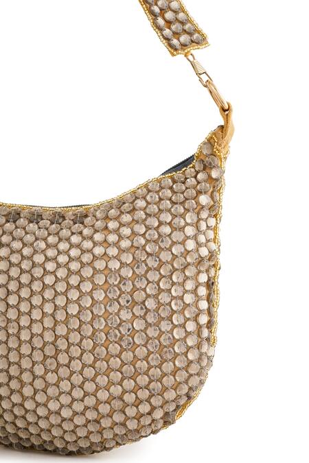 A Clutch Story_Brown Rhinestones Smoky Quartz Embellished Bag _at_Aza_Fashions