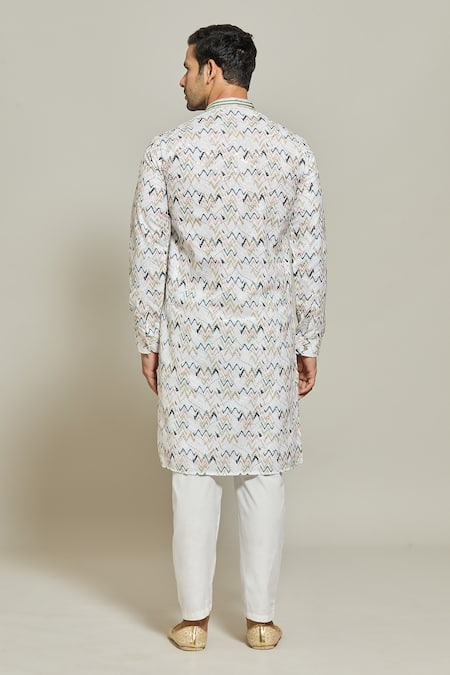 Arihant Rai Sinha Printed Thread Work Kurta & Aligadi Pant Set 