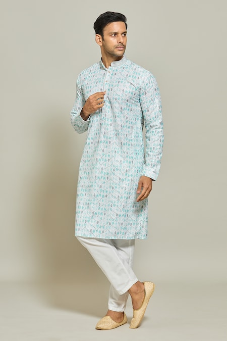 Buy Arihant Rai Sinha Blue Cotton, Silk Sequins Straight Embroidered Kurta And Aligadi Pant Set Online at Aza Fashions Buy_Arihant Rai Sinha_Blue Cotton, Silk Sequins Straight Embroidered Kurta And Aligadi Pant Set _Online_at_Aza_Fashions