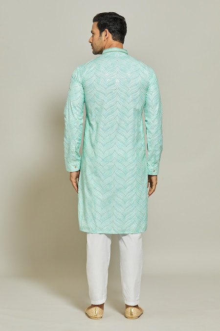 Arihant Rai Sinha Abstract Print Thread Work Kurta & Aligadi Pant Set 