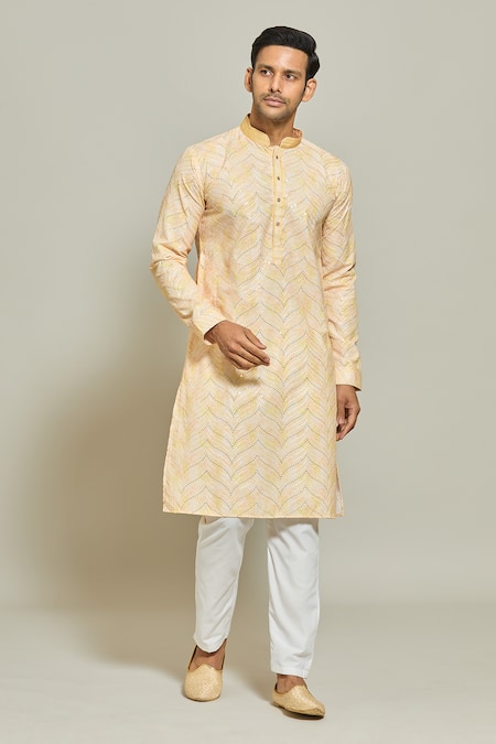 Arihant Rai Sinha Abstract Print Thread & Sequin Work Kurta & Aligadi Pant Set 