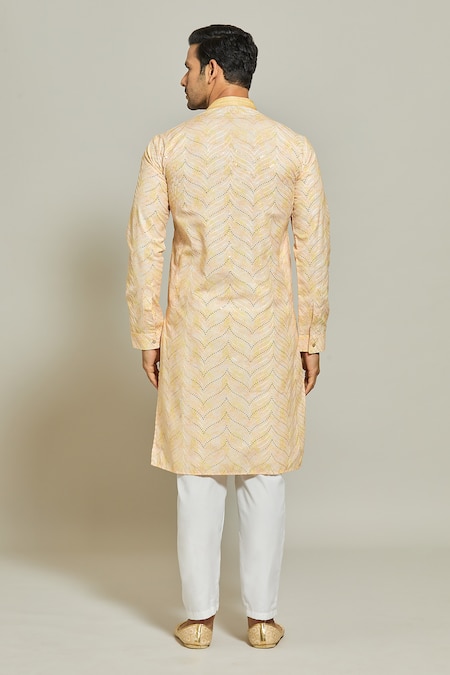 Arihant Rai Sinha Abstract Print Thread & Sequin Work Kurta & Aligadi Pant Set 