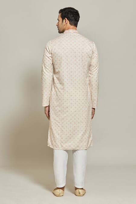 Shop Arihant Rai Sinha Beige Cotton Sequins, Embroidery Abstract Print Work Kurta at Aza Fashions Shop_Arihant Rai Sinha_Beige Cotton Sequins, Embroidery Abstract Print Work Kurta _at_Aza_Fashions