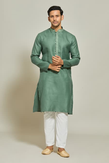 Arihant Rai Sinha Embroidered Placket Kurta & Aligadi Pant Set 