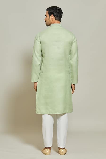Arihant Rai Sinha Band Collar Plain Kurta & Aligadi Pant Set 