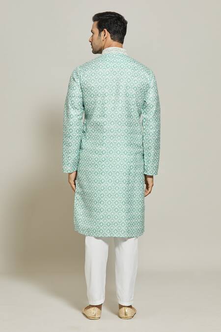 Shop Arihant Rai Sinha Green , Satin Embroidery Prism Burst Print Kurta Set at Aza Fashions Shop_Arihant Rai Sinha_Green , Satin Embroidery Prism Burst Print Kurta Set _at_Aza_Fashions