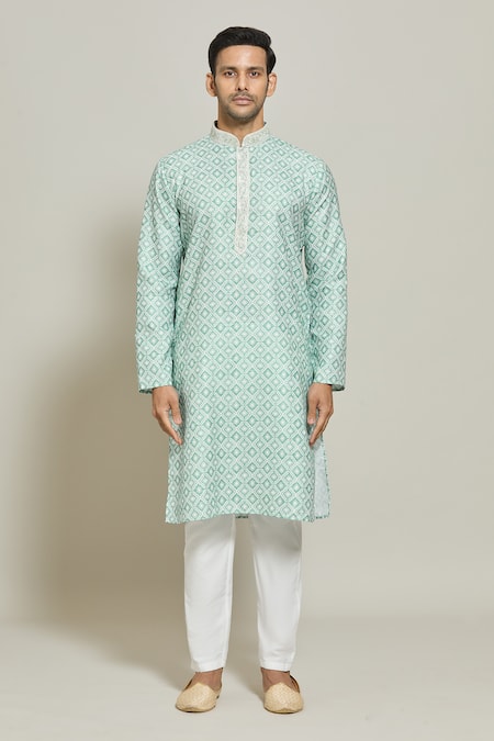 Arihant Rai Sinha Green , Satin Embroidery Prism Burst Print Kurta Set Online at Aza Fashions Arihant Rai Sinha_Green , Satin Embroidery Prism Burst Print Kurta Set _Online_at_Aza_Fashions