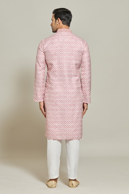 Arihant Rai Sinha Pink , Satin Embroidery Quad Burst Print Kurta Set Online at Aza Fashions Arihant Rai Sinha_Pink , Satin Embroidery Quad Burst Print Kurta Set _Online_at_Aza_Fashions