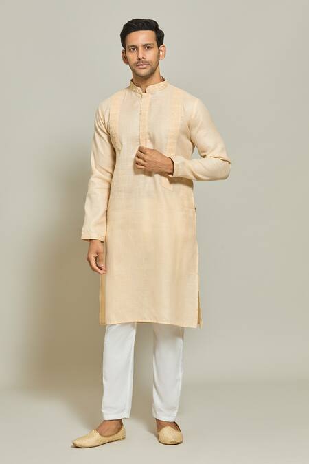 Buy Arihant Rai Sinha Beige Linen, Cotton Pintux Applique Kurta Online at Aza Fashions Buy_Arihant Rai Sinha_Beige Linen, Cotton Pintux Applique Kurta _Online_at_Aza_Fashions