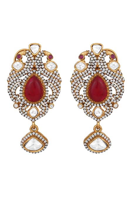 HRISHA_Multi Color Diamonds, Stones, Crystals Kundan And Polki Embellished Necklace Set _at_Aza_Fashions