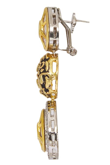 Nazaakat By Samara Singh_Gold Plated Zari Geometric Jadau Embellished Necklace Set _Online_at_Aza_Fashions