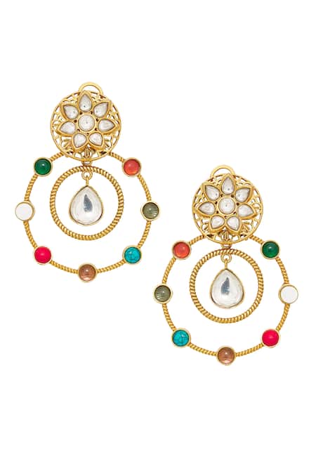 Nazaakat By Samara Singh Circular Ornamented Embellished Earrings 