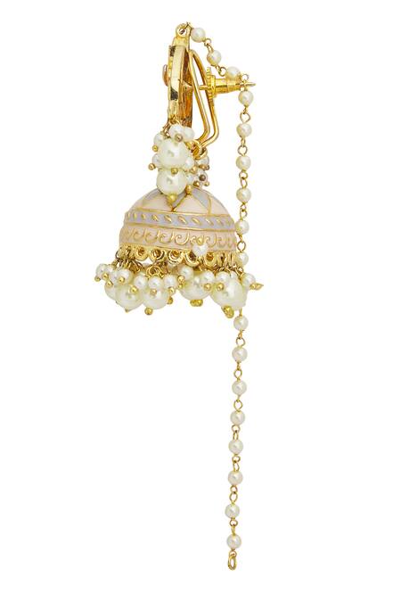 Buy_Nazaakat By Samara Singh_Gold Plated Crescent Moon Cutwork Jhumkas _Online_at_Aza_Fashions