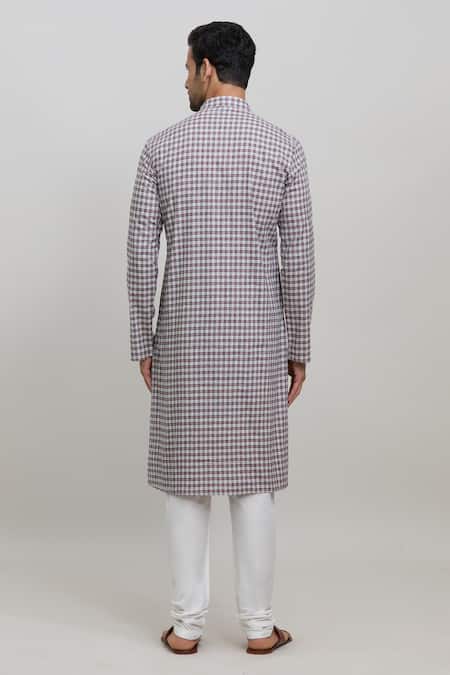 Shop Arihant Rai Sinha Multi Color Cotton, Polyester Checkered Print Kurta Set at Aza Fashions Shop_Arihant Rai Sinha_Multi Color Cotton, Polyester Checkered Print Kurta Set _at_Aza_Fashions