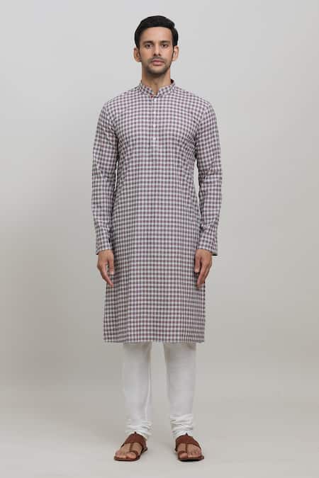 Arihant Rai Sinha Multi Color Cotton, Polyester Checkered Print Kurta Set Online at Aza Fashions Arihant Rai Sinha_Multi Color Cotton, Polyester Checkered Print Kurta Set _Online_at_Aza_Fashions