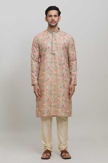 Arihant Rai Sinha_Multi Color Polyester Embroidery, Sequins Floral Print Kurta Set _Online_at_Aza_Fashions
