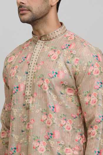 Shop_Arihant Rai Sinha_Multi Color Polyester Embroidery, Sequins Floral Print Kurta Set _Online_at_Aza_Fashions