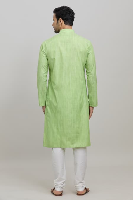 Shop Arihant Rai Sinha Green Polyester, Cotton Mandarin Collar Kurta Set at Aza Fashions Shop_Arihant Rai Sinha_Green Polyester, Cotton Mandarin Collar Kurta Set _at_Aza_Fashions