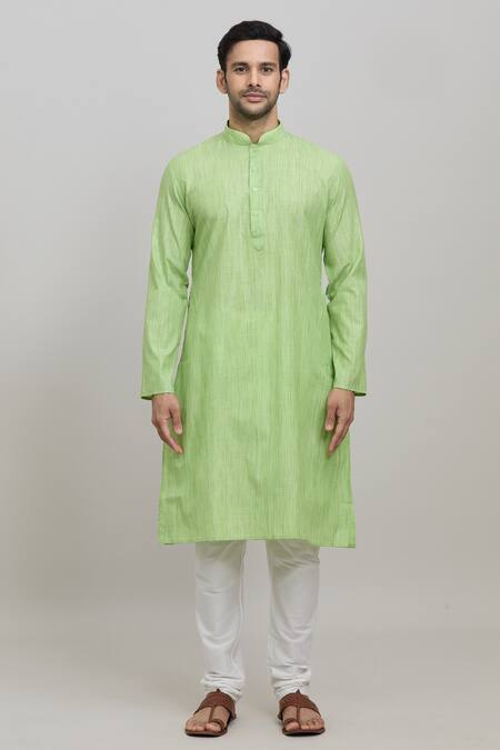 Arihant Rai Sinha Green Polyester, Cotton Mandarin Collar Kurta Set Online at Aza Fashions Arihant Rai Sinha_Green Polyester, Cotton Mandarin Collar Kurta Set _Online_at_Aza_Fashions