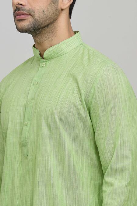 Shop Arihant Rai Sinha Green Polyester, Cotton Mandarin Collar Kurta Set Online at Aza Fashions Shop_Arihant Rai Sinha_Green Polyester, Cotton Mandarin Collar Kurta Set _Online_at_Aza_Fashions