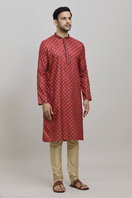 Buy_Arihant Rai Sinha_Multi Color Polyester, Cotton Geometric Print Kurta Set_Online_at_Aza_Fashions