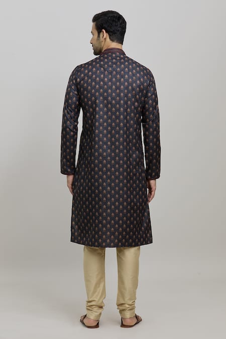 Shop_Arihant Rai Sinha_Multi Color Polyester, Cotton Floral Bud Print Kurta Set _at_Aza_Fashions