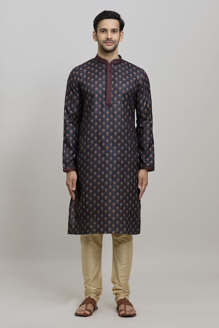 Arihant Rai Sinha_Multi Color Polyester, Cotton Floral Bud Print Kurta Set _Online_at_Aza_Fashions