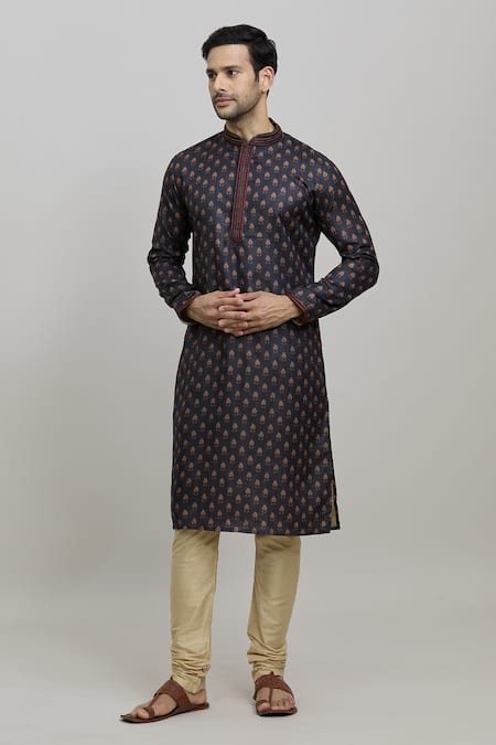Arihant Rai Sinha_Multi Color Polyester, Cotton Floral Bud Print Kurta Set _at_Aza_Fashions