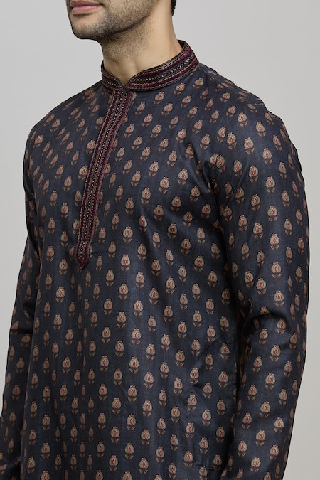 Buy_Arihant Rai Sinha_Multi Color Polyester, Cotton Floral Bud Print Kurta Set 