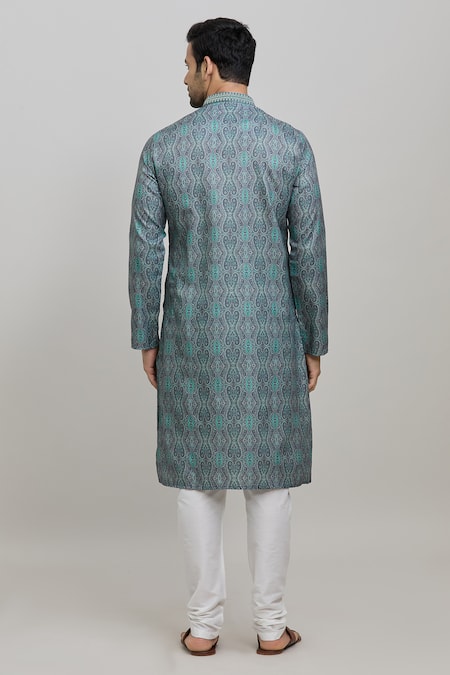 Shop Arihant Rai Sinha Green Polyester, Cotton Floral Paisley Print Kurta Set at Aza Fashions Shop_Arihant Rai Sinha_Green Polyester, Cotton Floral Paisley Print Kurta Set _at_Aza_Fashions