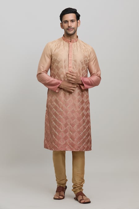 Arihant Rai Sinha Geometric Embroidered Ombre Kurta Set 