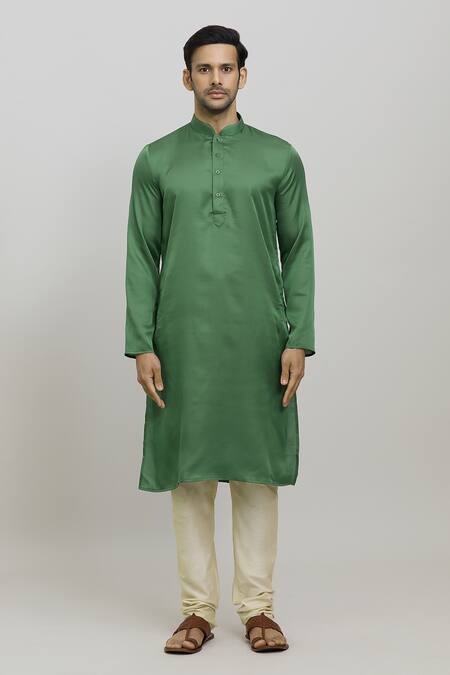 Buy_Arihant Rai Sinha_Green Polyester Mirrors Kurta Set With Embroidered Dupatta _Online_at_Aza_Fashions