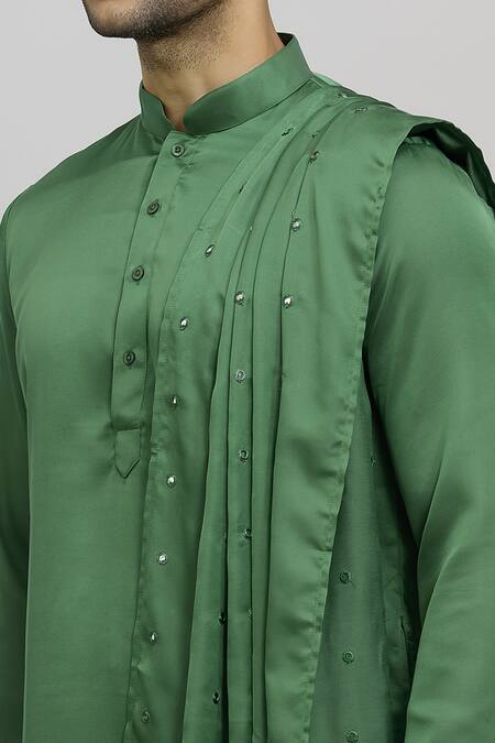 Arihant Rai Sinha_Green Polyester Mirrors Kurta Set With Embroidered Dupatta _at_Aza_Fashions