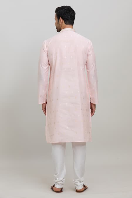 Shop Arihant Rai Sinha Pink Polyester Woven Pastel Kurta Set at Aza Fashions Shop_Arihant Rai Sinha_Pink Polyester Woven Pastel Kurta Set _at_Aza_Fashions