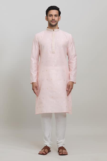 Arihant Rai Sinha Pink Polyester Woven Pastel Kurta Set Online at Aza Fashions Arihant Rai Sinha_Pink Polyester Woven Pastel Kurta Set _Online_at_Aza_Fashions