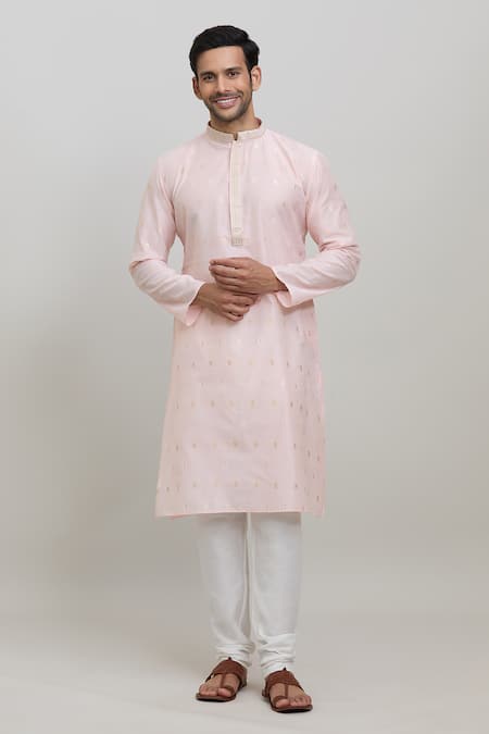 Buy Arihant Rai Sinha Pink Polyester Woven Pastel Kurta Set Online at Aza Fashions Buy_Arihant Rai Sinha_Pink Polyester Woven Pastel Kurta Set _Online_at_Aza_Fashions
