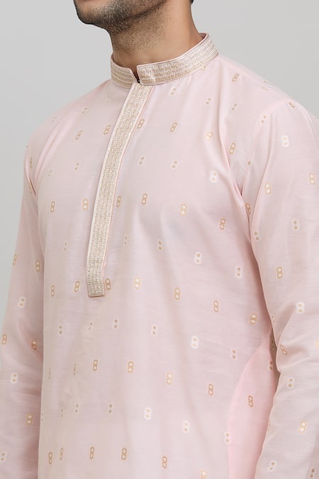 Shop Arihant Rai Sinha Pink Polyester Woven Pastel Kurta Set Online at Aza Fashions Shop_Arihant Rai Sinha_Pink Polyester Woven Pastel Kurta Set _Online_at_Aza_Fashions