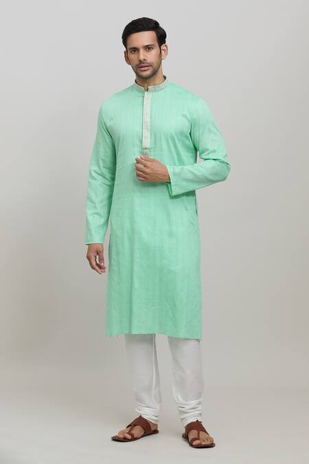 Arihant Rai Sinha Green Kurta Cotton Woven Set