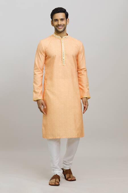 Buy Arihant Rai Sinha Orange Polyester, Cotton Embroidery Bandhej Print Kurta Set Online at Aza Fashions Buy_Arihant Rai Sinha_Orange Polyester, Cotton Embroidery Bandhej Print Kurta Set _Online_at_Aza_Fashions
